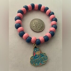 Pink and Blue Beaded Bracelet with Eeyore Charm